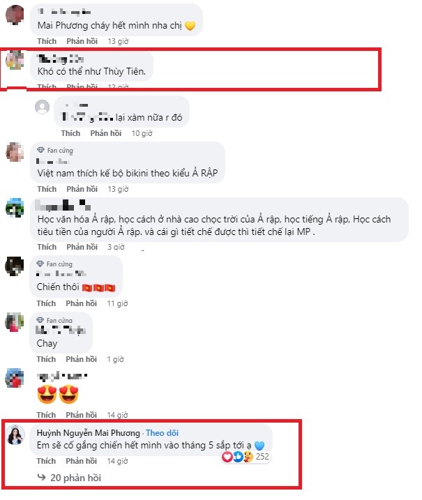 Nhiều ý kiến trái chiều trước khi Mai Phương thi Hoa hậu Thế giới. Ảnh chụp màn hình