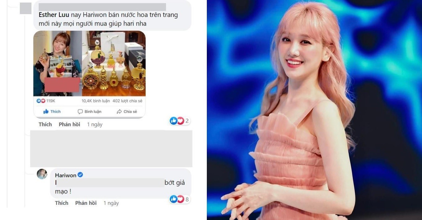 Hari Won cũng từng bức xúc khi bị giả mạo. Ảnh FBNV