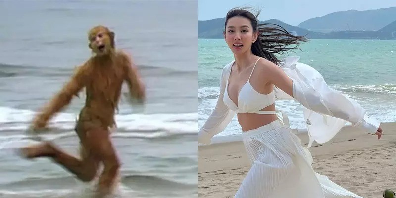 Cách tạo dáng của Thùy Tiên còn bị ghép với một nhân vật trong Tây Du Ký. Ảnh FB Cách tạo dáng của Thùy Tiên còn bị ghép với một nhân vật trong Tây Du Ký. Ảnh FB