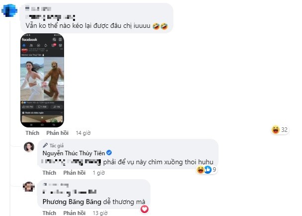 Thùy Tiên lầy lội phản hồi lại bức ảnh bị ghép. Ảnh chụp màn hình Thùy Tiên lầy lội phản hồi lại bức ảnh bị ghép. Ảnh chụp màn hình