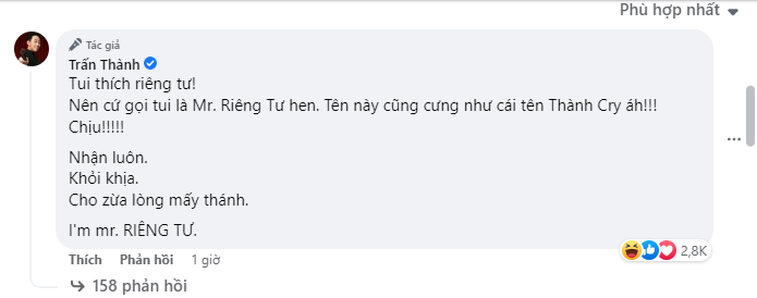 Trấn Thành đáp trả những ý kiến cà khịa của antifan. Ảnh chụp màn hình Trấn Thành đáp trả những ý kiến cà khịa của antifan. Ảnh chụp màn hình