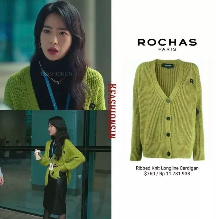 Trong một phân cảnh khác, phu nhân hào môn chọn chiếc áo cardigan màu xanh lá đến từ thương hiệu Rochas với giá $760 (~18 triệu VNĐ).