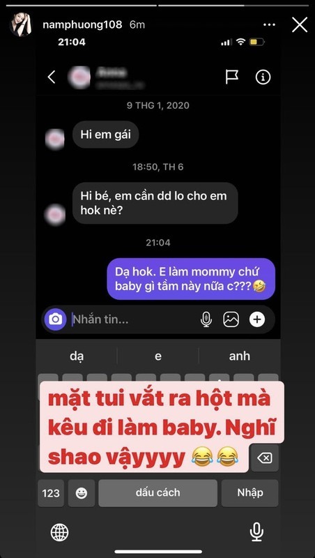 Màn đáp trả thẳng của Tôn Nữ Nam Phương khi nhận tin nhắn kém duyên từ người lạ mặt. Ảnh chụp màn hình Màn đáp trả thẳng của Tôn Nữ Nam Phương khi nhận tin nhắn kém duyên từ người lạ mặt. Ảnh chụp màn hình