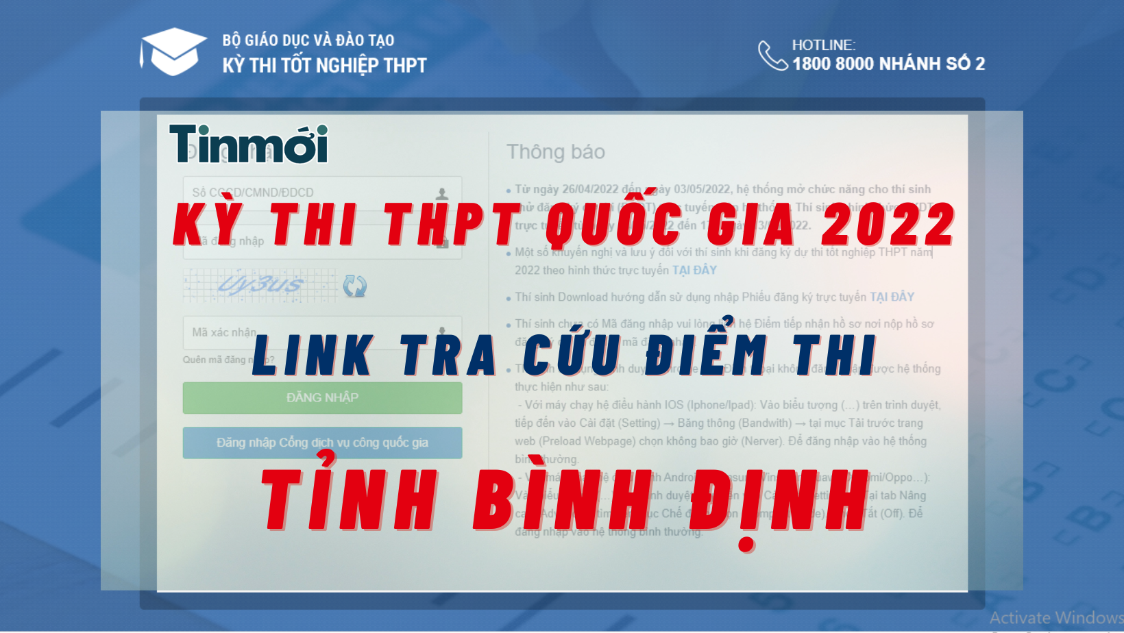 Tra cứu điểm thi THPT Quốc gia 2022 tỉnh Bình Định