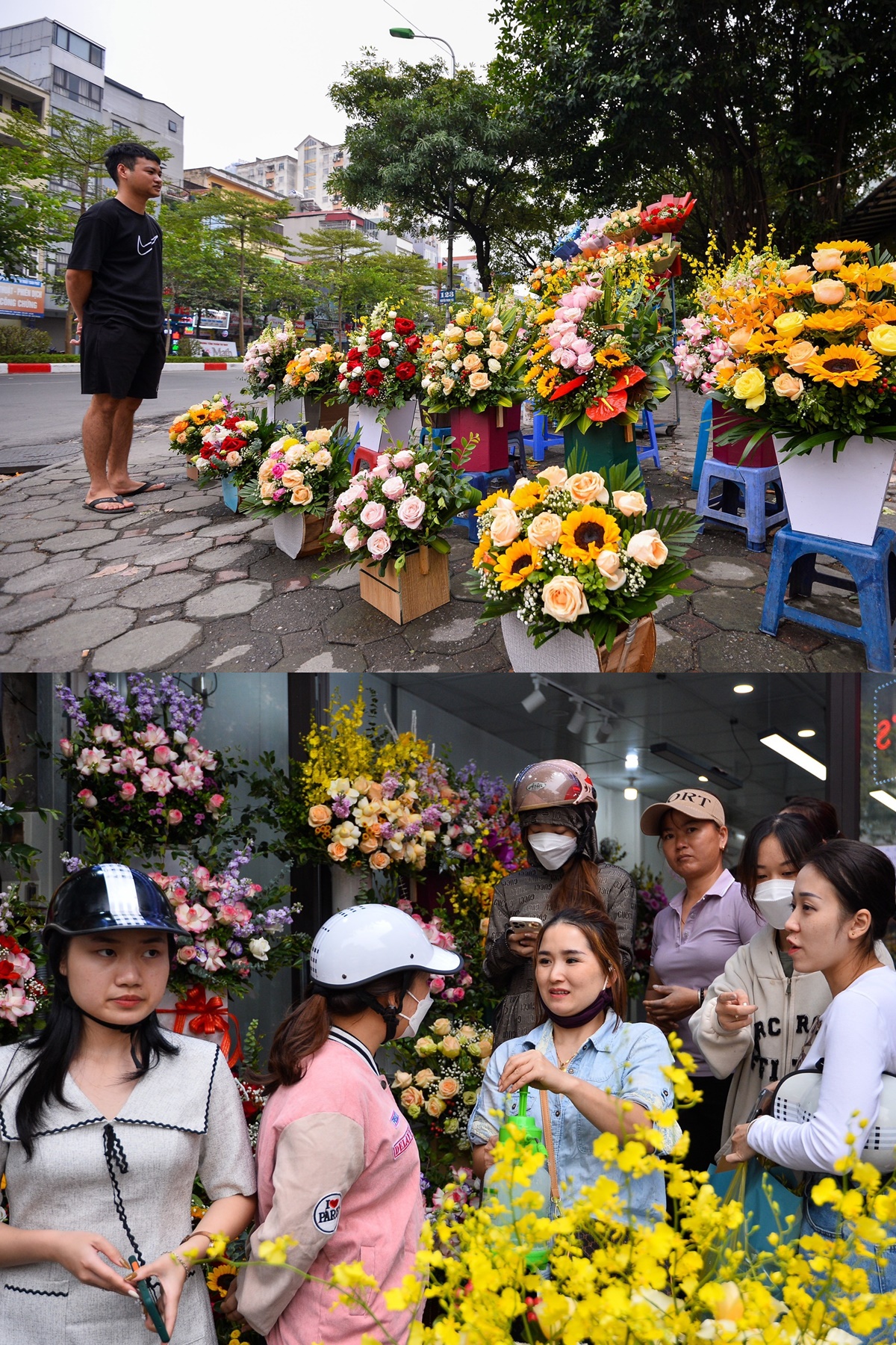 Tại Hà Nội, nhiều tiểu thương phải nhập hoa từ Trung Quốc để bán cho khách do hoa trong nước khan hiếm vì thiên tai. Ảnh: Vietnamnet