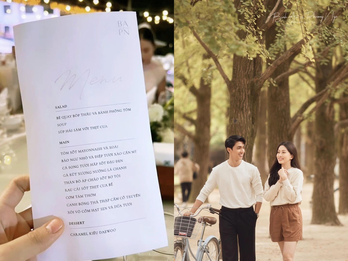 Thực đơn đám cưới Bình An - Phương Nga mang đậm đặc trưng của miền Bắc, xen lẫn các món hiện đại