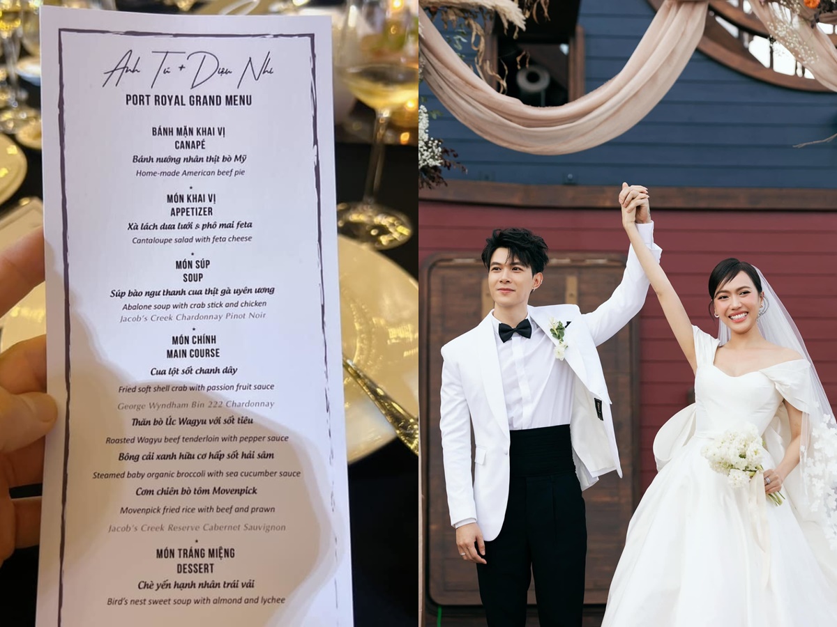 Thực đơn trong đám cưới Anh Tú - Diệu Nhi tại Phan Thiết là sự pha trộn giữa Á - Âu