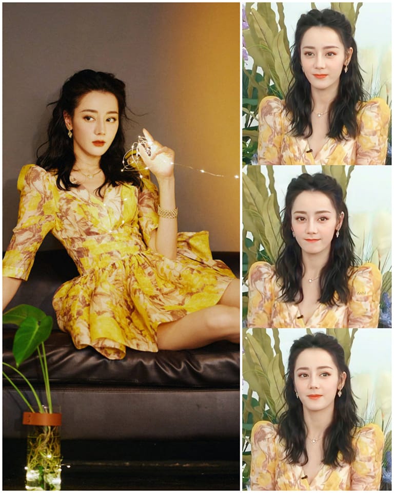 Địch Lệ Nhiệt Ba tạo hình váy ngắn, tham gia hoạt động phát sóng trực tiếp diễn ra mới đây