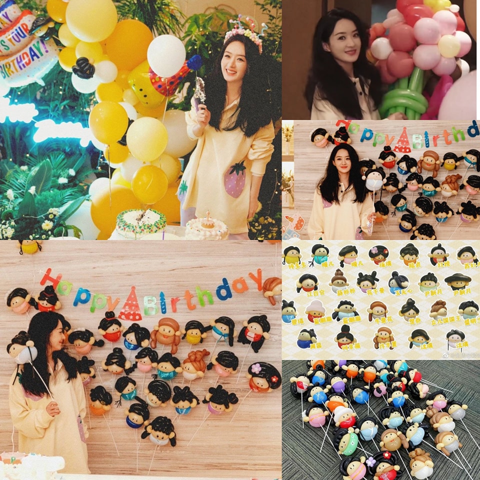 Vừa qua, Triệu Lệ Dĩnh đã chào đón tuổi 35, mới đây, khoảnh khắc Triệu Lệ Dĩnh quây quần bên ekip đã được tung ra. Trong loạt ảnh lan truyền trên mạng xã hội, Triệu Lệ Dĩnh ăn vận trẻ trung. Cô được đoàn làm phim chuẩn bị phụ kiện cài đầu, đồ chơi cầm tay vô cùng dễ thương. Đáng chú ý, không gian được bày trí vô cùng đáng yêu với điểm nhấn bong bóng được tạo hình từ các nhân vật trong phim. Loạt biểu cảm ngại ngùng, nhí nhảnh và đáng yêu khiến cư dân mạng phải tan chảy. Không ít người cho rằng, ở độ tuổi ngoài 30 nhưng sao nữ vẫn giữ được nét trẻ trung, yêu đời.