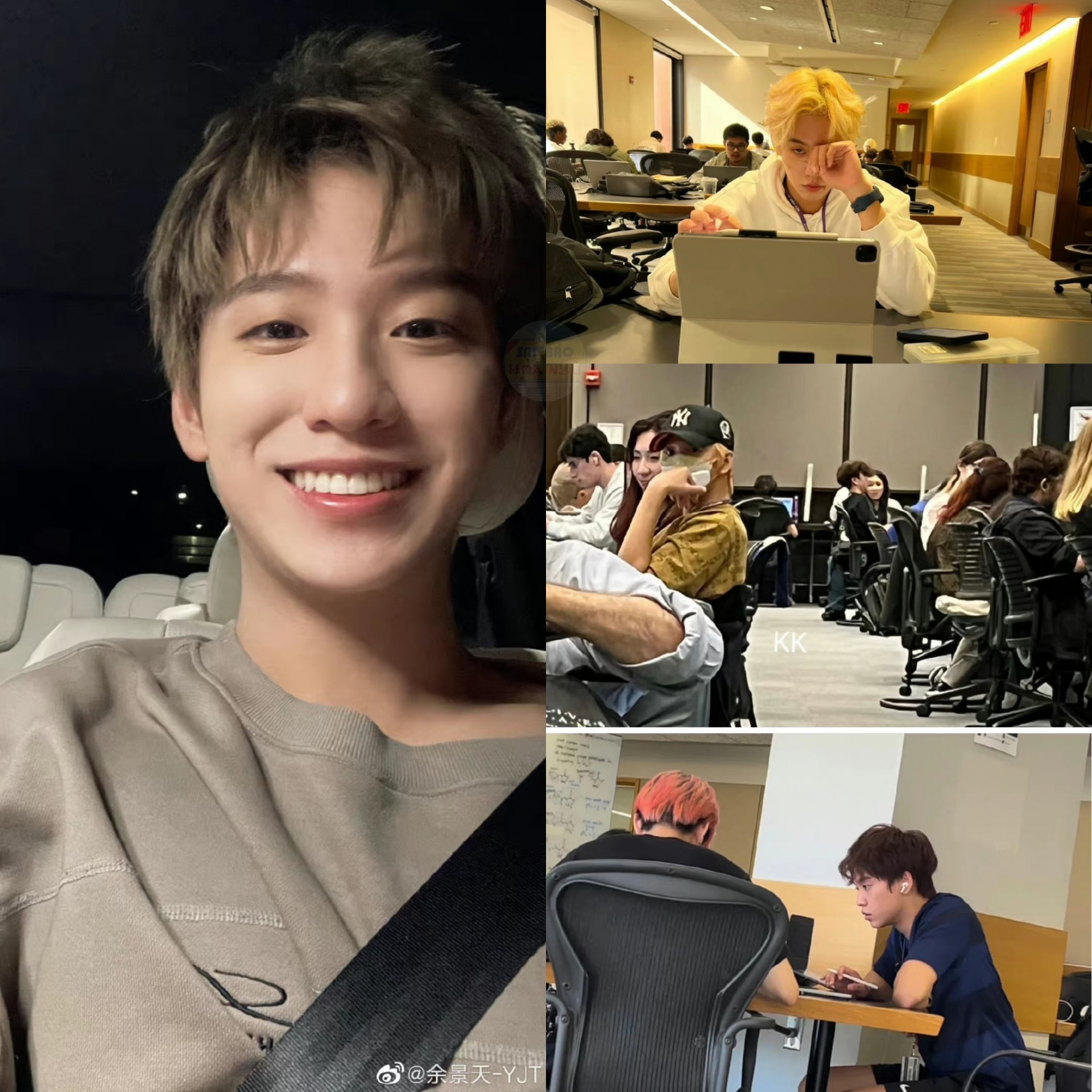 Mới đây, cư dân mạng đăng tải loạt ảnh bắt gặp Dư Cảnh Thiên tại thư viện Đại học New York. Người hâm mộ nhận định, sao nam đình đám đã bỏ lại hào quang Cbiz, hòa nhập hoàn toàn với cuộc sống du học sinh nơi đây.