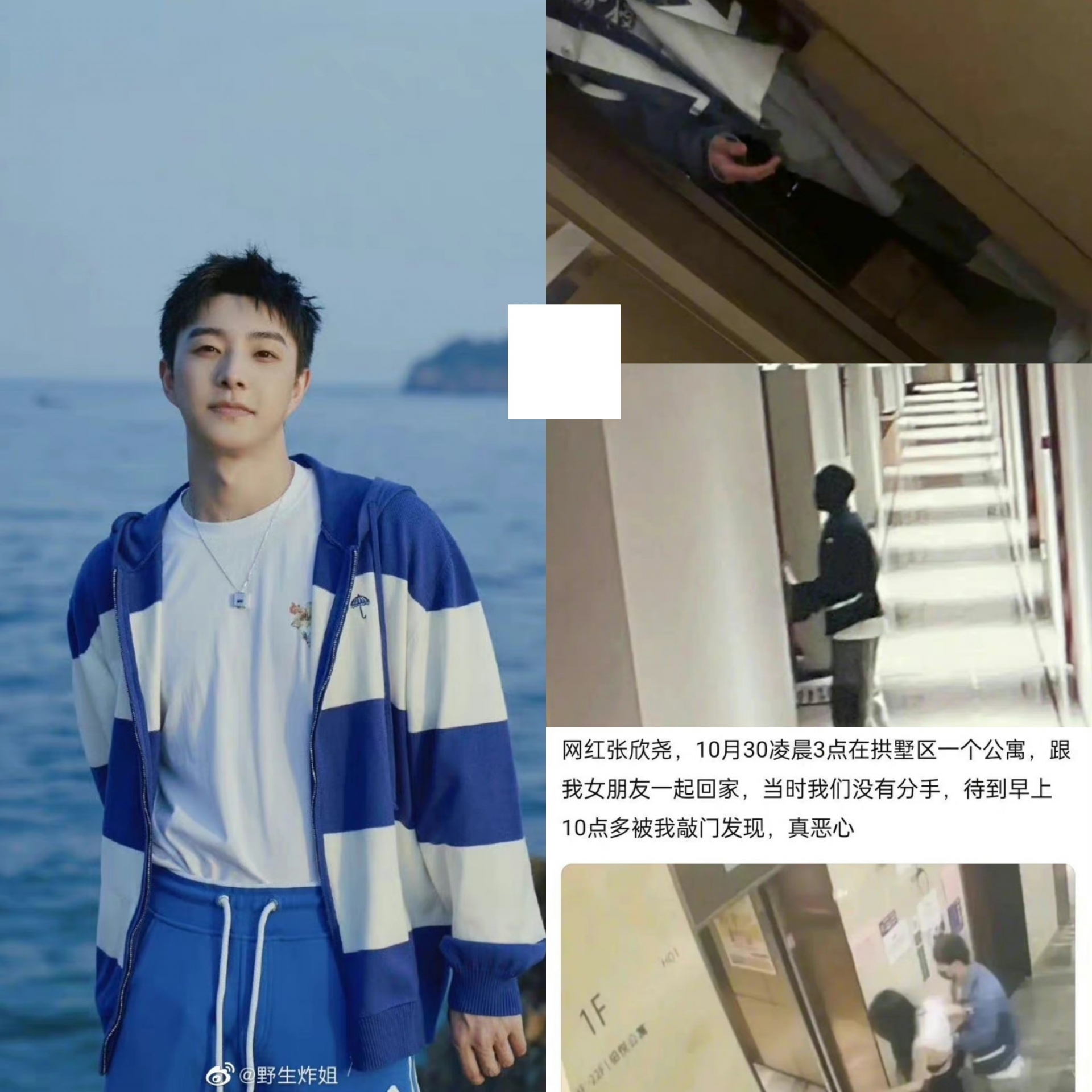 Một netizen kể chuyện tình cờ phát hiện bạn gái và Trương Hân Nghiêu qua đêm tại nhà. Netizen này khẳng định mình và bạn gái chưa chia tay, lúc 10h đến nhà bạn gái mới phát hiện ngoại tình. Trương Hân Nghiêu là sao nam bước ra từ Sáng Tạo Doanh. 