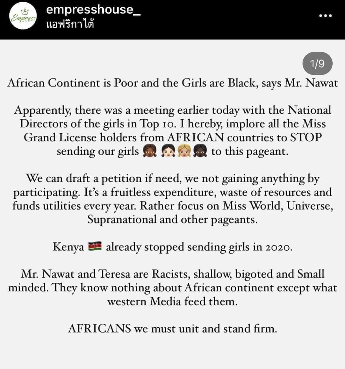 Chuyên trang sắc đẹp đình đám của South Africa đăng tải bài viết tẩy chay Miss Grand International