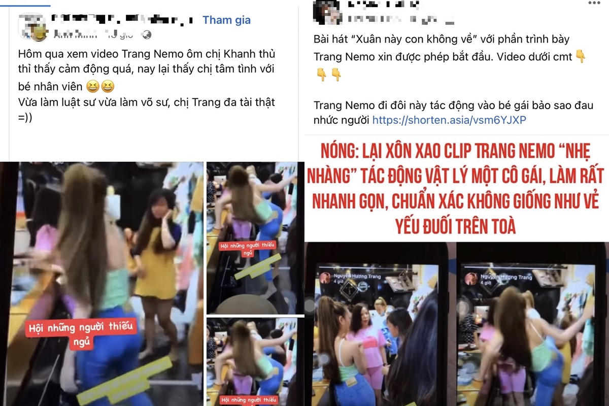 Cư dân mạng truyền tay nhau chia sẻ lại đoạn clip nghi vấn Trang Nemo từng 'tác động vật lý' một cô gái trong quá khứ. Ảnh: Chụp màn hình