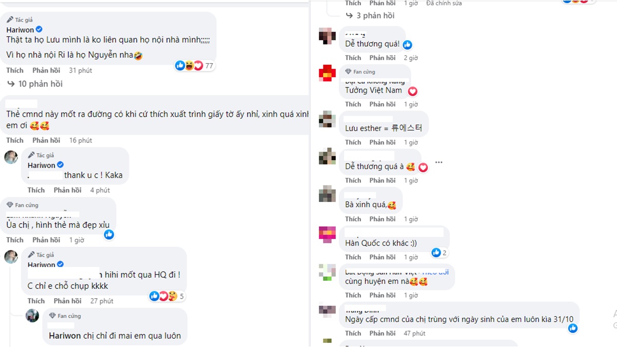 CDM khen ngợi nhan sắc, cũng như chúc mừng Hari Won nhận được CCCD