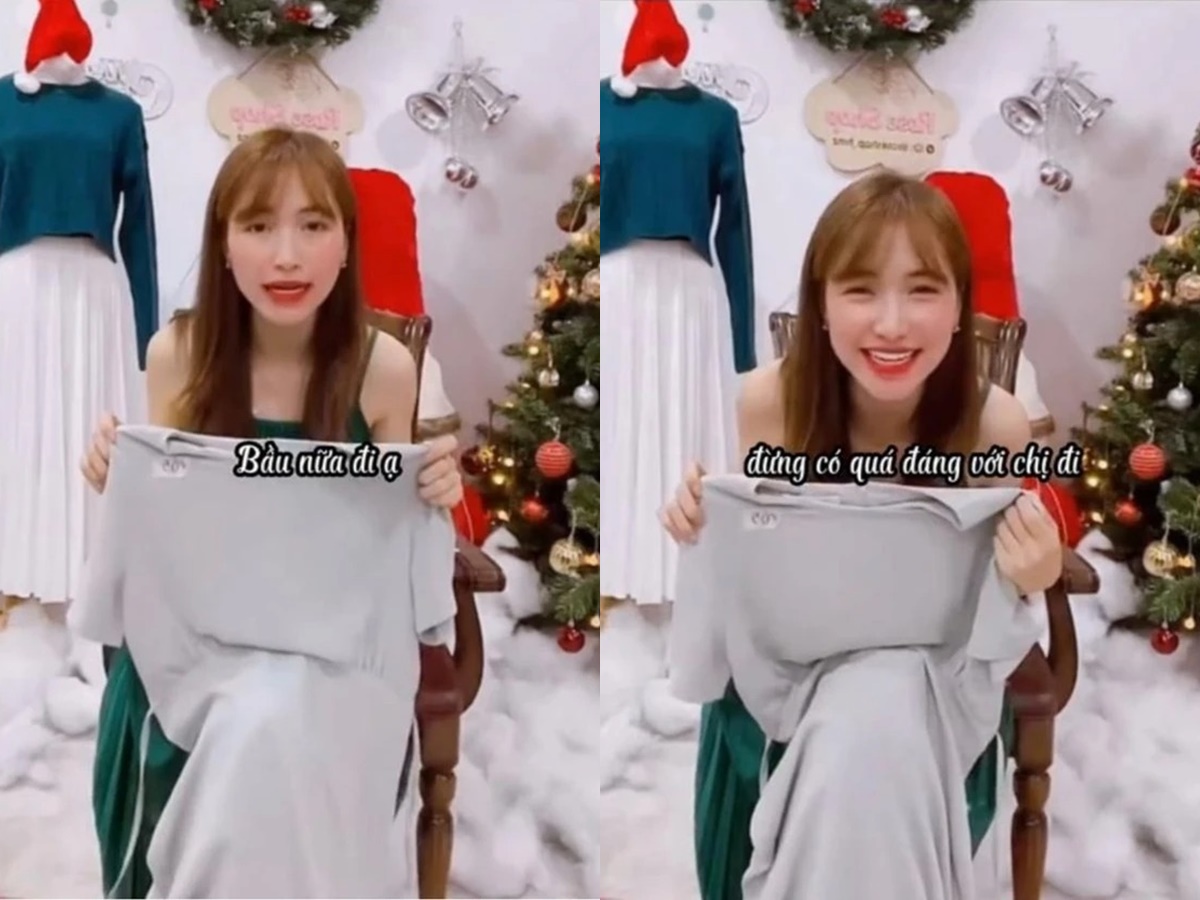 Hòa Minzy trả lời chuyện mang thai lần 2 trên sóng livestream. Ảnh: Internet