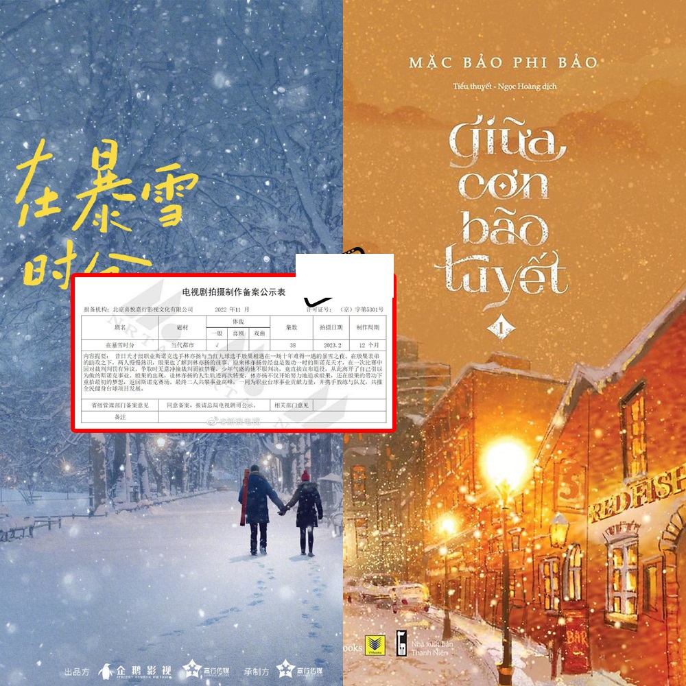 Bộ phim Giữa Cơn Bão Tuyết được chuyển thể từ tiểu thuyết cùng tên của Mặc Bảo Phi Bảo dự kiến 38 tập, khởi quay vào tháng 2 năm sau. Phim  kể về cuộc tình của Lâm Diệc Dương – người con xa xứ chạy trốn khỏi quá khứ từng đầy ánh hào quang và Âu Quả – cô nàng ngây thơ, tràn trề sức trẻ và là niềm hy vọng của giới bida xứ Trung. Giữa cơn bão tuyết nơi xa xứ, hai người gặp nhau. Hai người với hoàn cảnh khác biệt, trải qua bao trắc trở, cuộc tình của họ cuối cùng cũng ấm áp trở lại, xua đi sự băng giá của cơn bão tuyết kia...