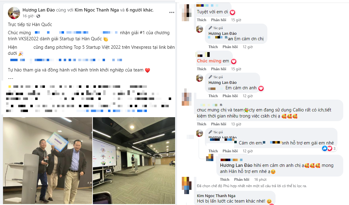 Bà Đào Lan Hương chia sẻ tin vui liên quan đến công việc, CDM đồng loạt chúc mừng. Ảnh: Chụp màn hình