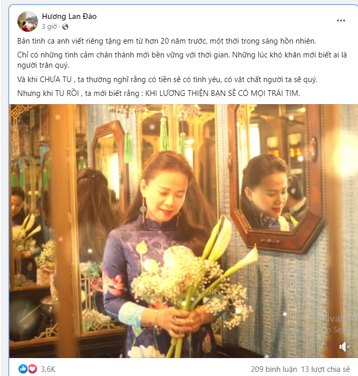 Shark Bình - Phương Oanh đăng bài lạ, bà Đào Lan Hương: Chỉ có tình cảm chân thành mới bền vững. Ảnh: Chụp màn hình