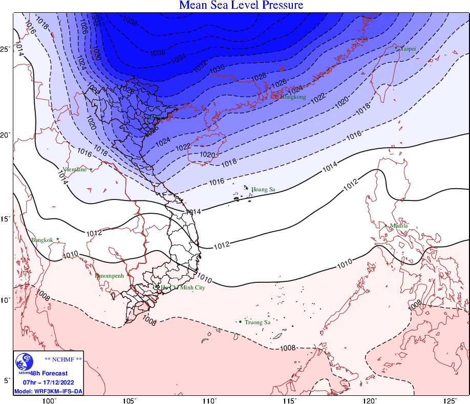 Miền Bắc sắp đón không khí lạnh mạnh, vùng núi cao có nơi dưới 0 độ. Ảnh: Trung tâm dự báo khí tượng thủy văn Quốc gia