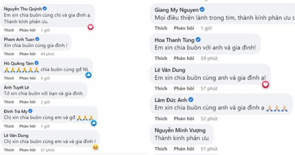 Dàn sao Việt đồng loạt chia buồn đến Chí Trung và doanh nhân Ý Lan