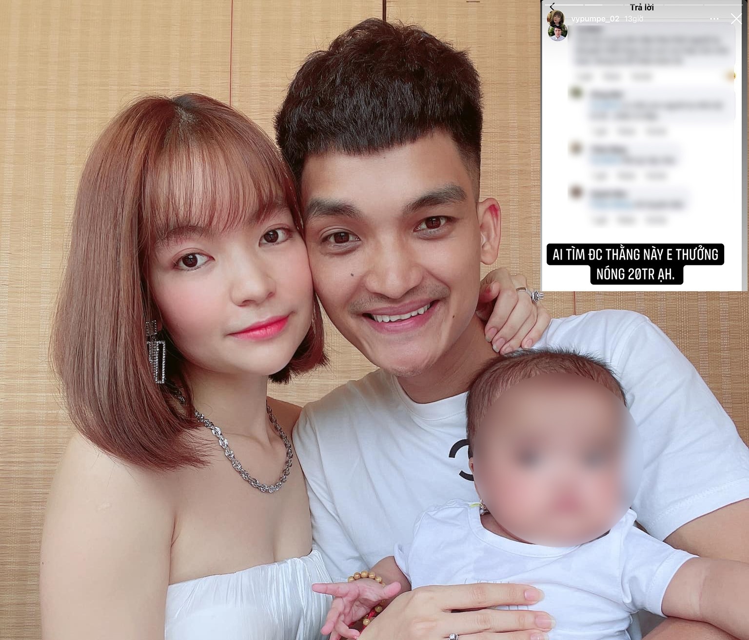 Vợ Mạc Văn Khoa từng tuyên bố sẽ thưởng nóng 20 triệu đồng cho ai truy tìm được danh tính người xúc phạm con gái. Ảnh: Internet