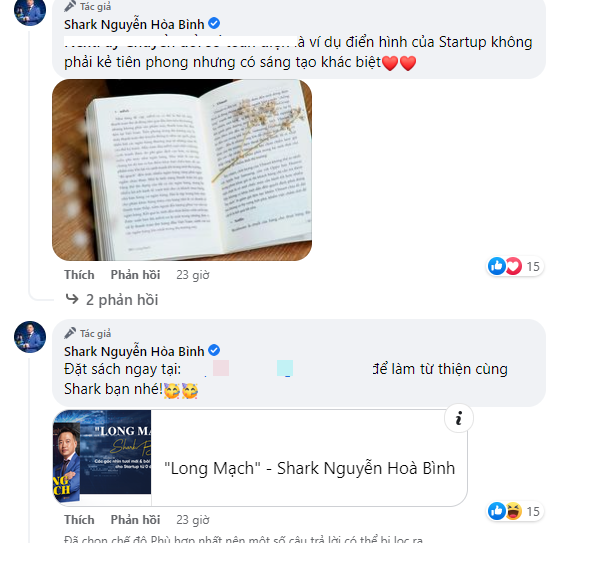 Shark Bình công khai kêu gọi từ thiện từ việc bán sách. Ảnh: Chụp màn hình Shark Bình công khai kêu gọi từ thiện từ việc bán sách. Ảnh: Chụp màn hình