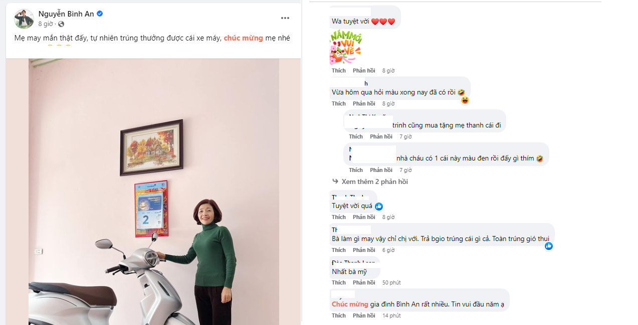 Bình Anh báo tin vui, CDM đồng loạt gửi lời chúc mừng. Ảnh: Chụp màn hình