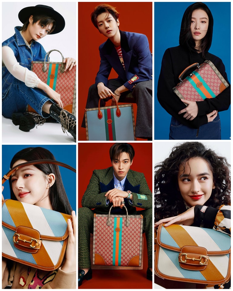 Hình ảnh quảng bá mới của Lý Vũ Xuân, Lộc Hàm, Nghê Ni, Triệu Lộ Tư, Santa, Lý Uyển Đát cho Gucci.