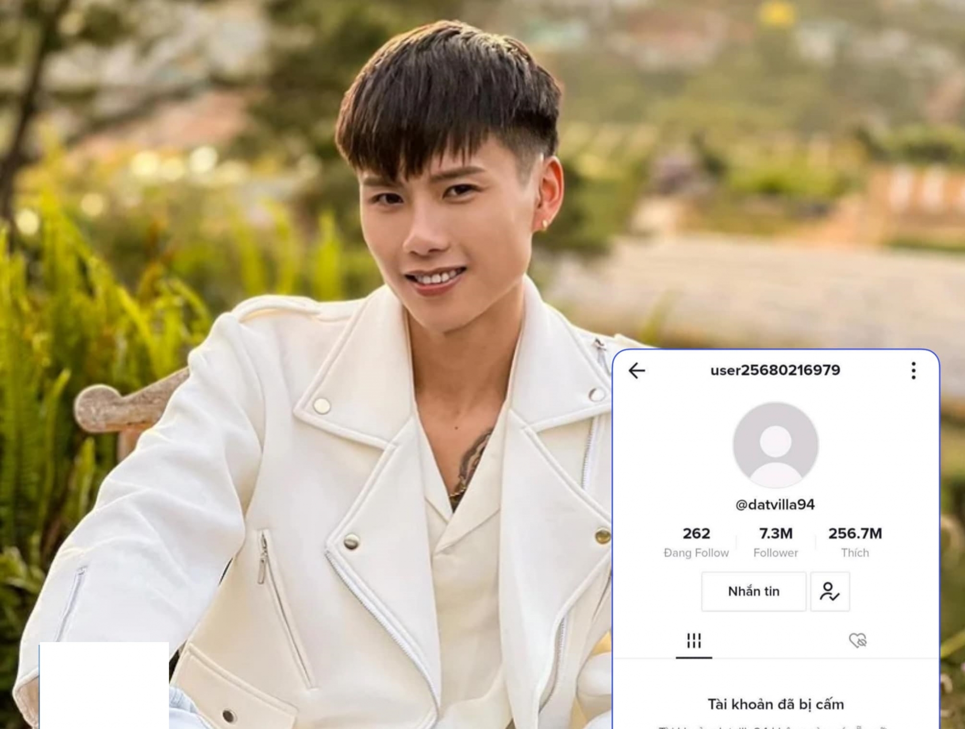 Thông tin tài khoản Tiktok của Đạt Villa với hơn 7 triệu follow bị khóa gây xôn xao mạng xã hội. Ảnh: Facebook