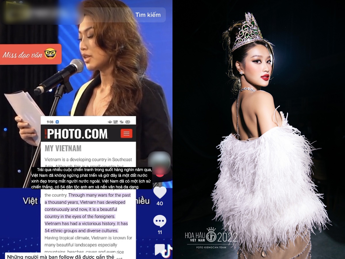 Đoàn Thiên Ân bị tố đạo văn khi thuyết trình tại Miss Grand Vietnam 2022. Ảnh: MXH