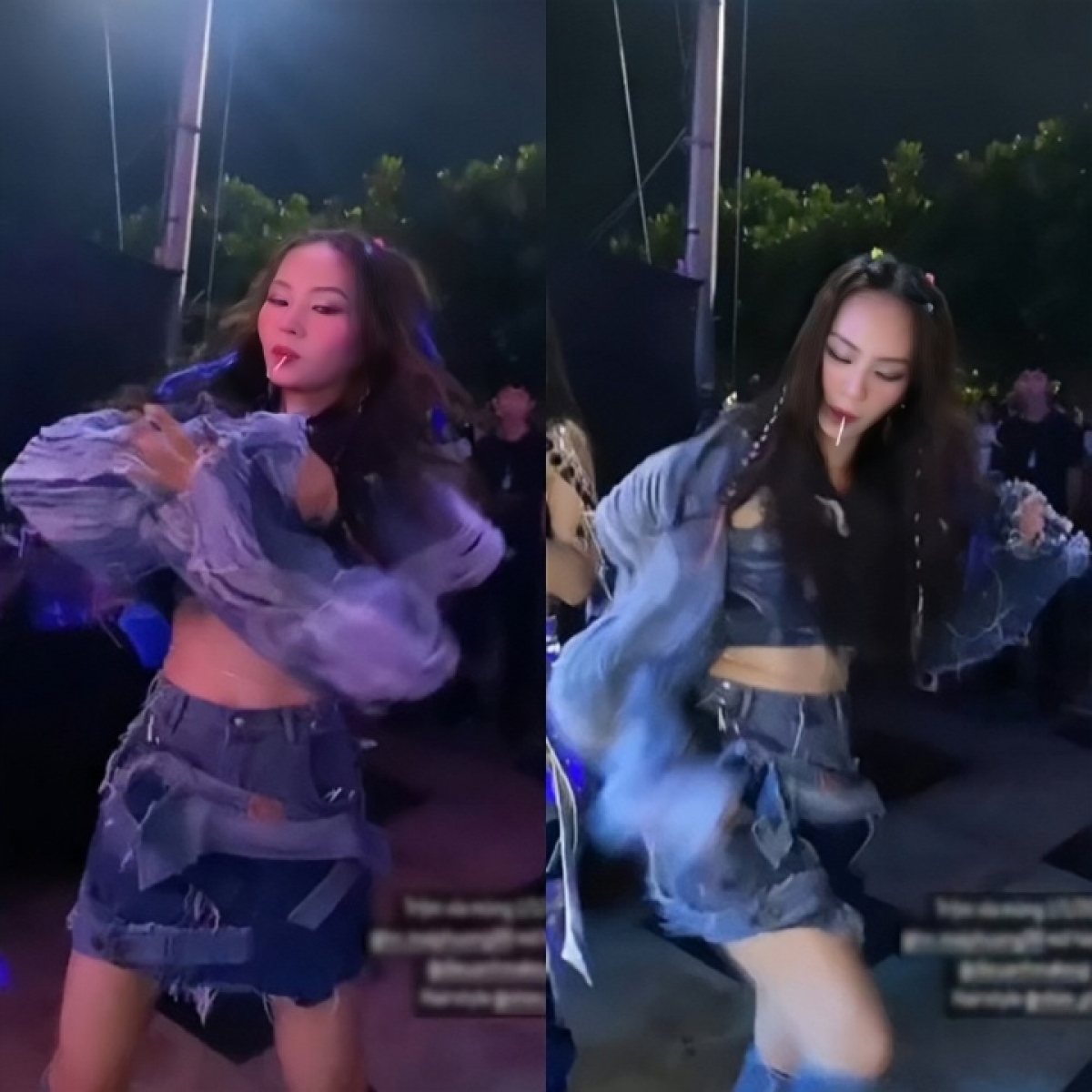 Hoa hậu Mai Phương gây tranh cãi khi miệng ngậm kẹo mút, nhảy nhót. Ảnh: Chụp màn hình