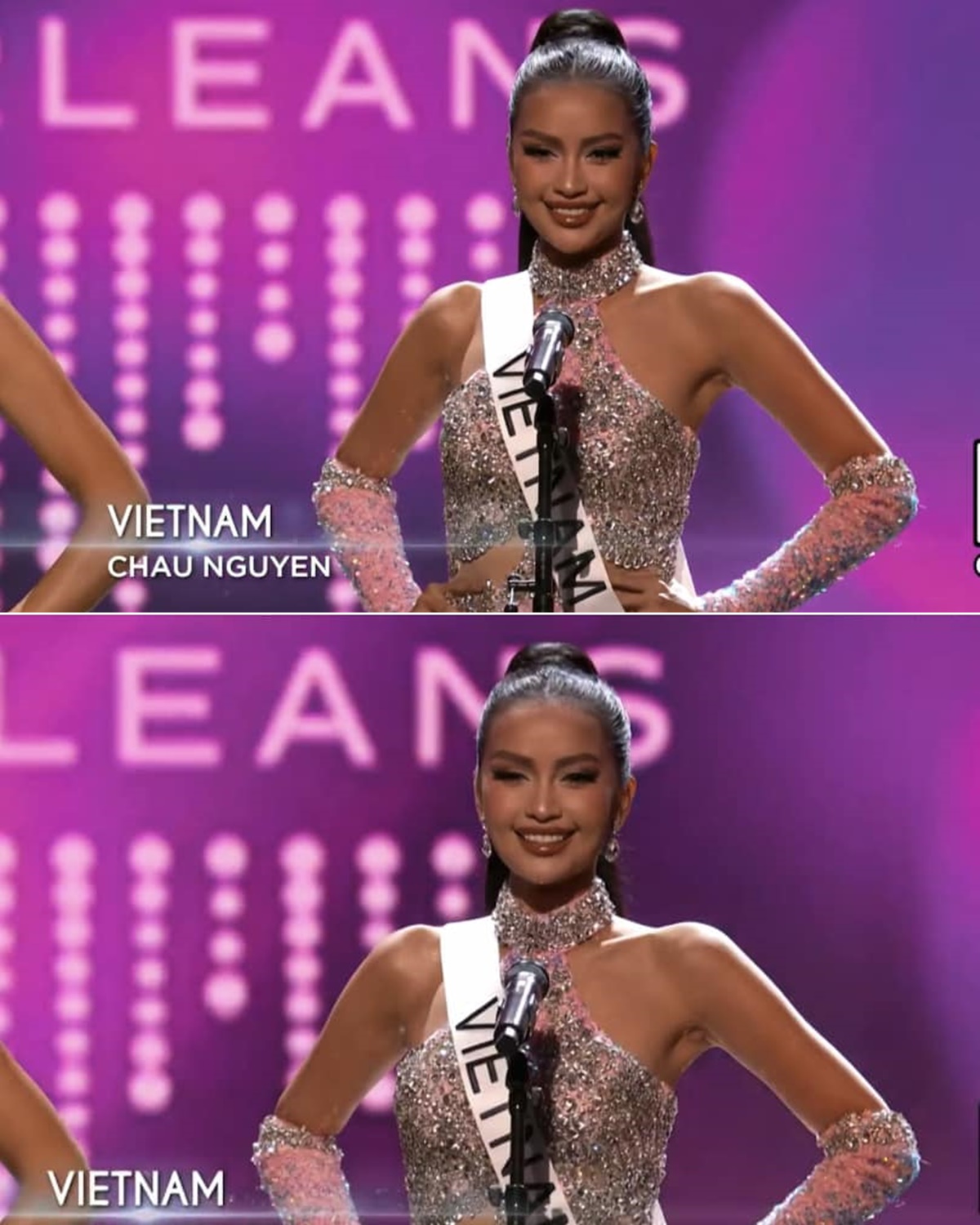 Ngọc Châu có màn chào sân bán kết Miss Universe 2022 vô cùng ấn tượng với phần hô tên dài '3 quãng đồng'