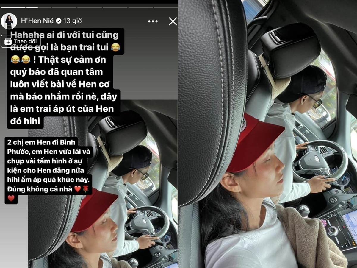 H'Hen Niê chia sẻ hình ảnh được một chàng trai lái xe hơi hộ tống đi làm. Ảnh: Internet