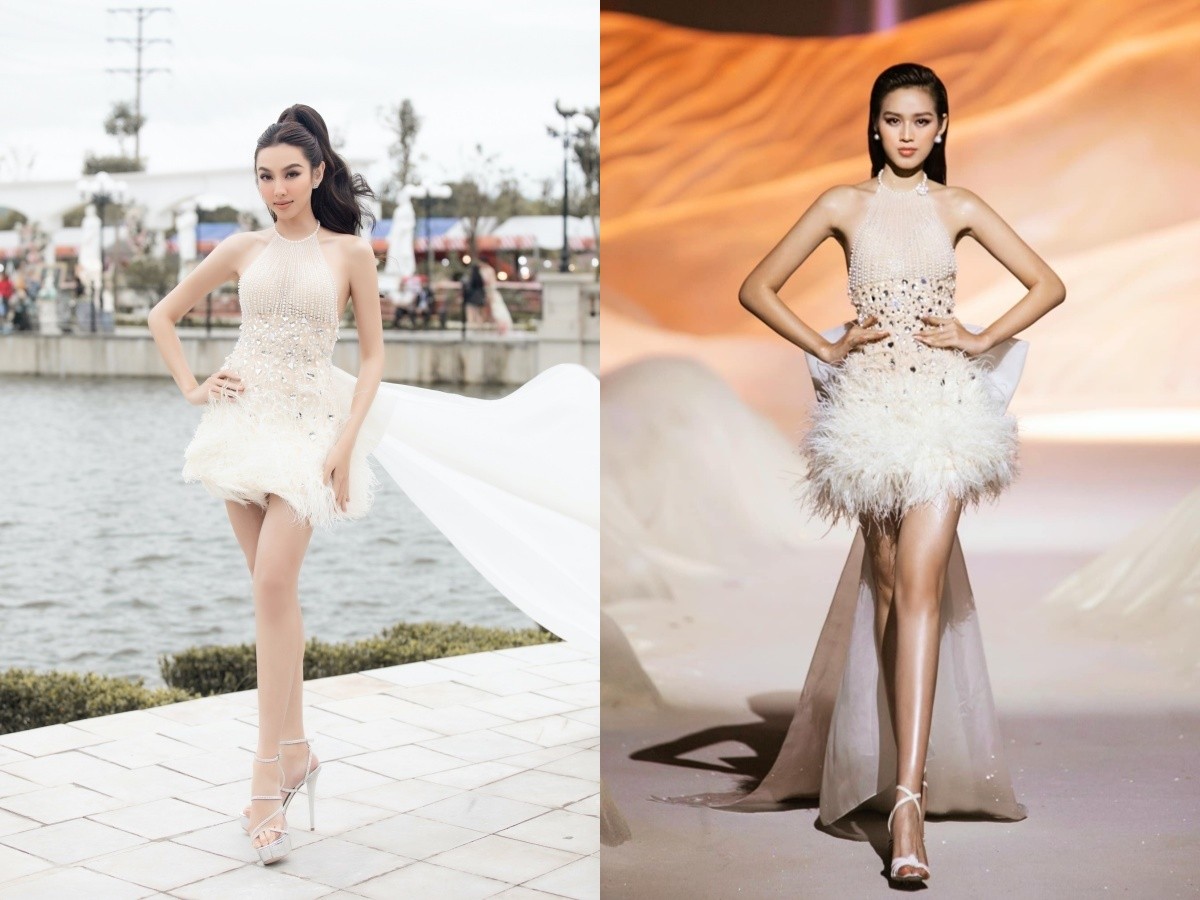 Đỗ Thị Hà - Thùy Tiên khoe chân dài trong thiết kế của Lê Thanh Hòa