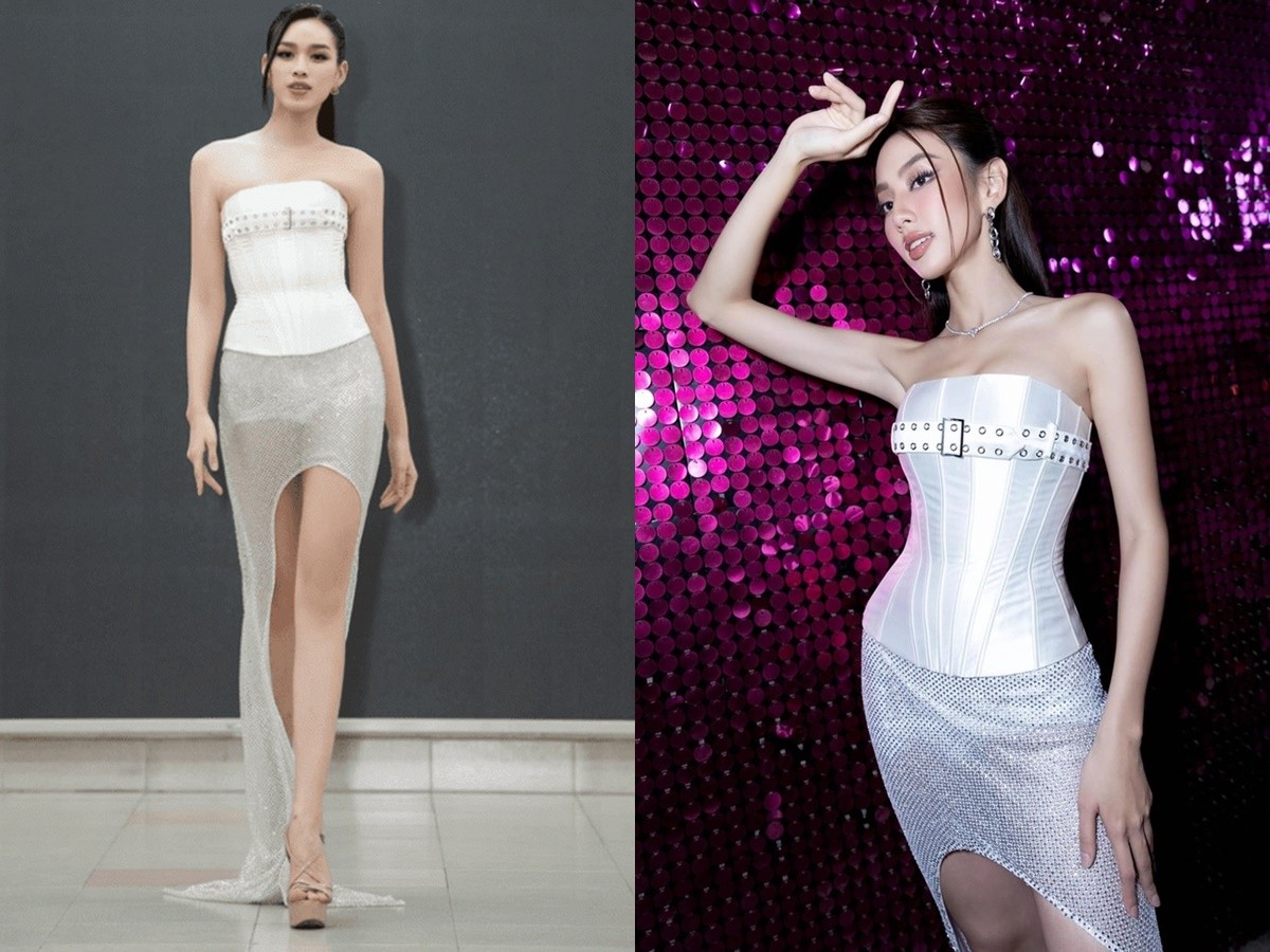 Bản phối kết hợp giữa corset với chân váy high-low được Đỗ Thị Hà - Thùy Tiên lăng xê