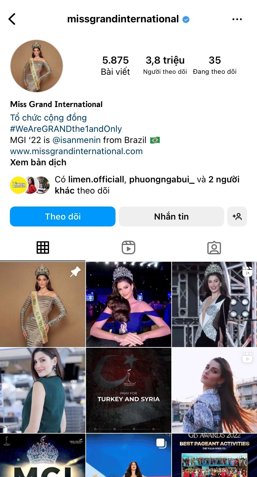Lượng theo dõi trên tài khoản Instagram Hoa hậu Hòa bình Quốc tế sụt giảm nghiêm trọng