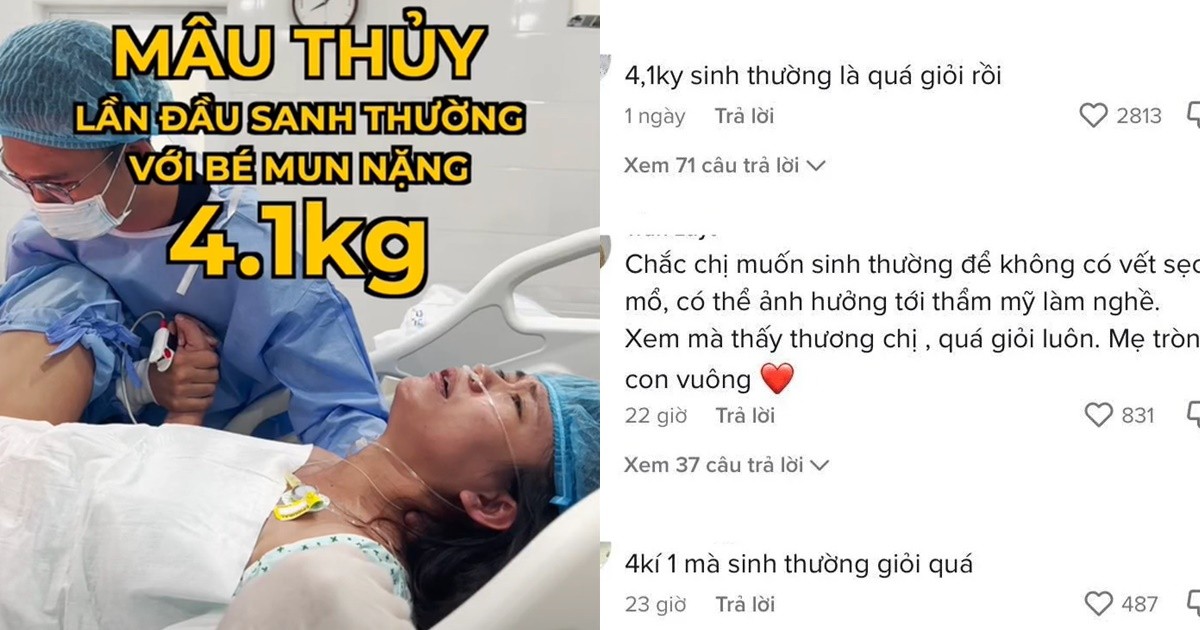 Con trai nặng 4,1kg, lần đầu làm mẹ nhưng Mâu Thủy vẫn quyết định sinh thường. 
