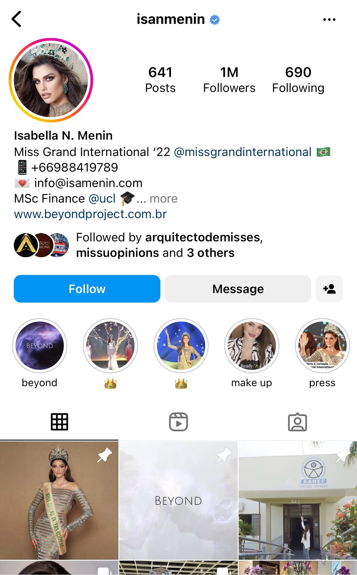 Tài khoản cá nhân của Isabella Menin lại có tốc độ tăng trưởng lượt theo dõi nhanh chóng mặt