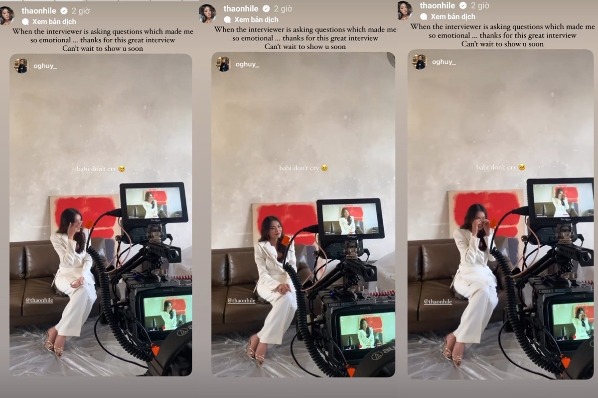 Thảo Nhi Lê bật khóc trong một buổi phỏng vấn