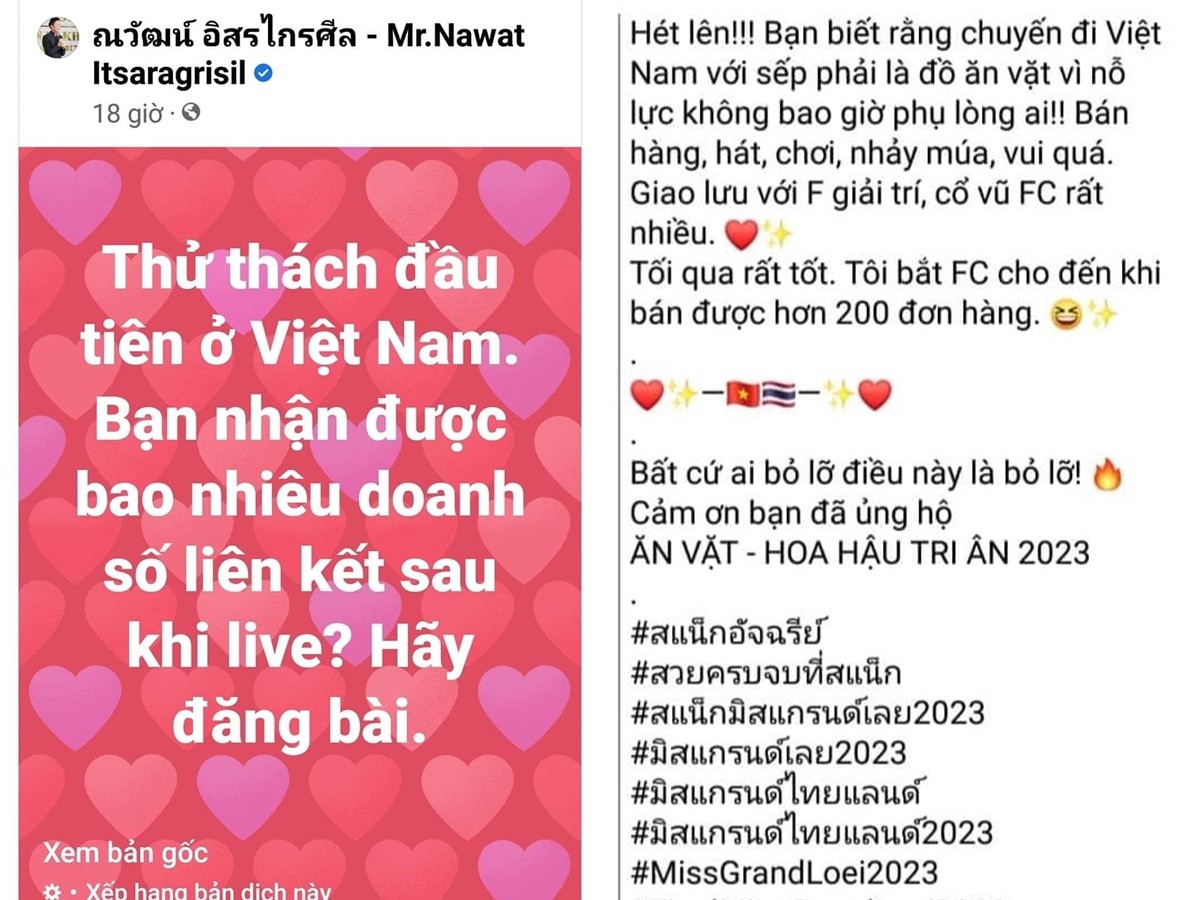 Ồn ào cũ chưa kịp hạ nhiệt, ông Nawat lại gây tranh cãi khi bắt thí sinh livestream bán đồ ăn vặt