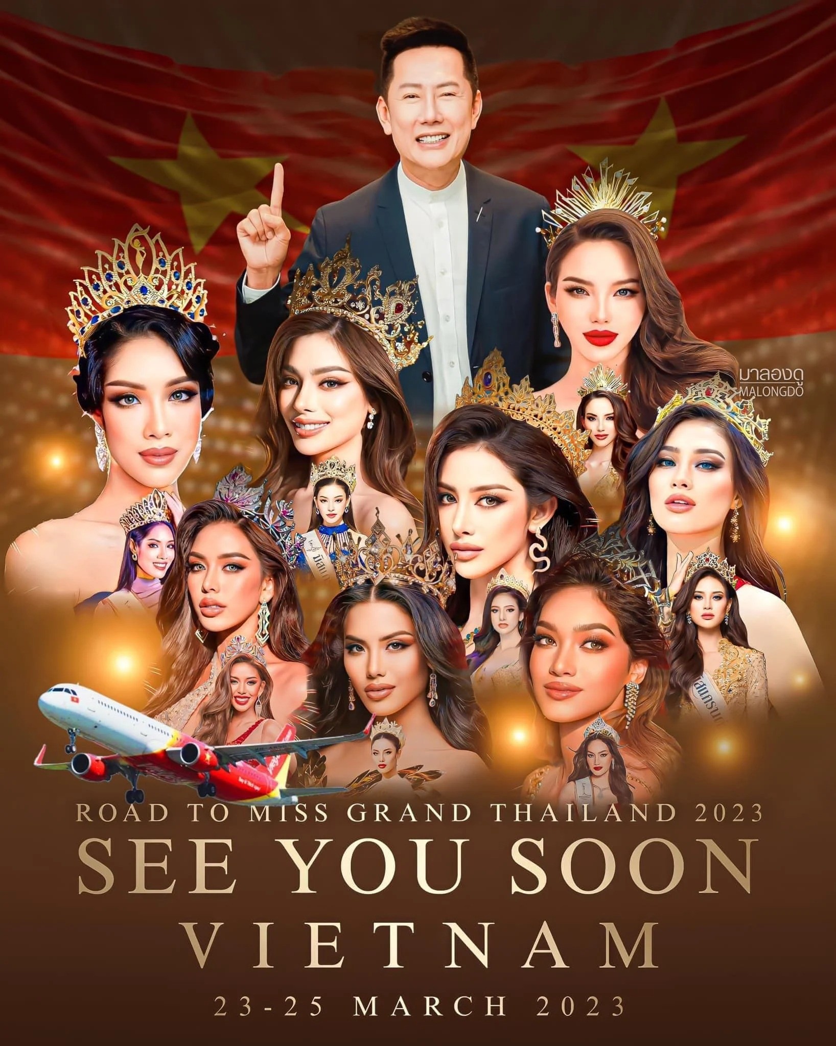 Thiên Ân bận, fan sắc đẹp 'ùn ùn' đón ông Nawat cùng thí sinh Miss Grand Thailand đến Việt Nam 1 Thiên Ân bận, fan sắc đẹp 'ùn ùn' đón ông Nawat cùng thí sinh Miss Grand Thailand đến Việt Nam 1