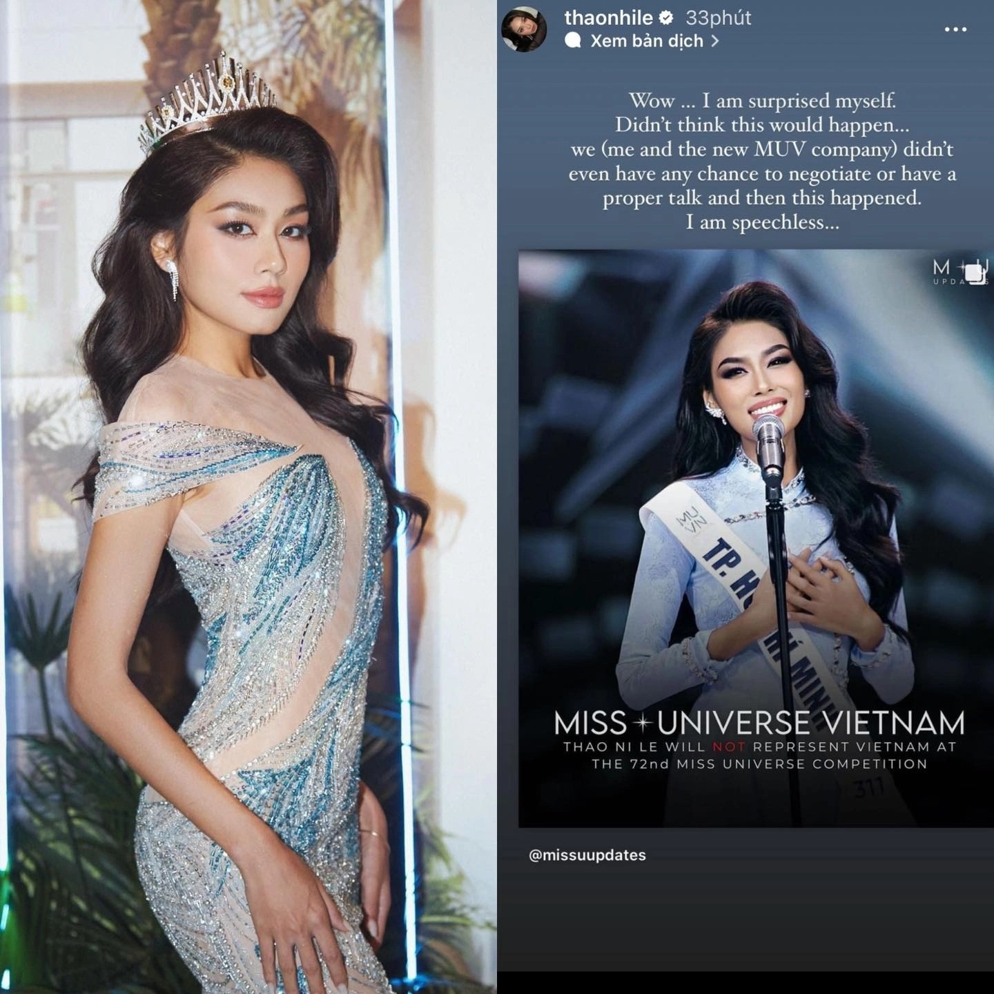 Thảo Nhi Lê gây chú ý khi có chia sẻ đi ngược lại với những gì tổ chức Miss Universe