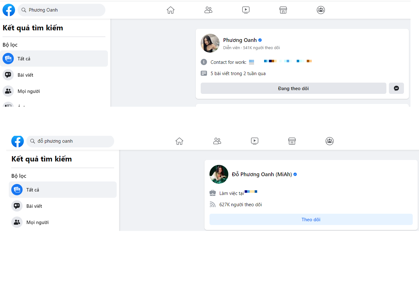 Các nền tảng mạng xã hội của Phương Oanh vẫn hoàn toàn bình thường.