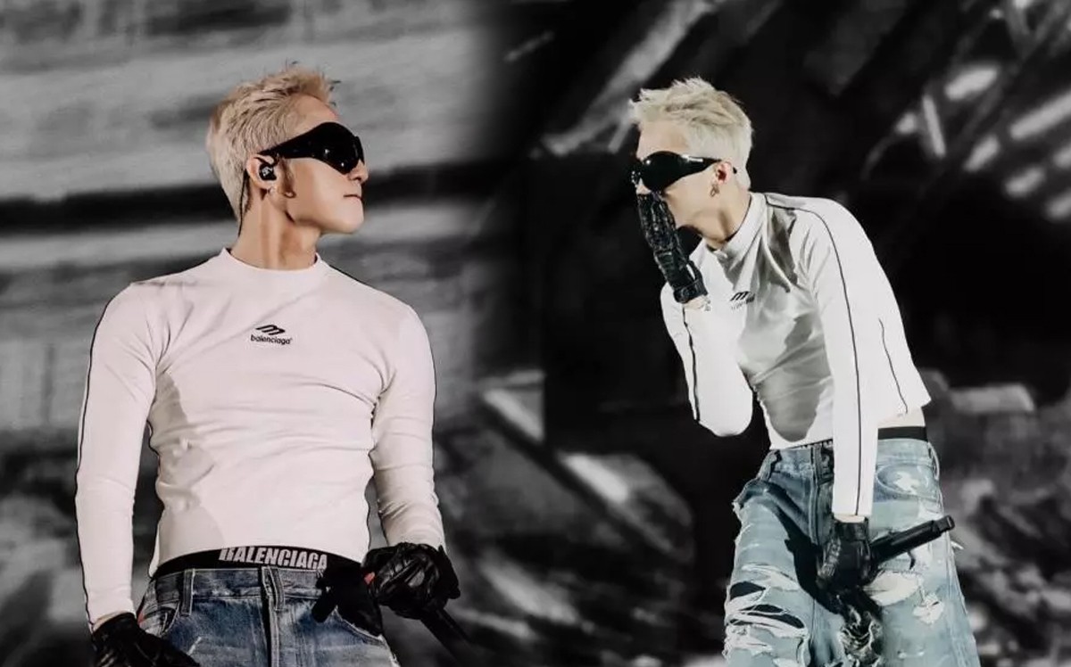 Sơn Tùng trong một đêm nhạc hồi tháng 10 năm ngoái cùng lăng xê xu hướng 'quần tụt' này. Set đồ của nam ca sĩ có giá khoảng 71 triệu đồng