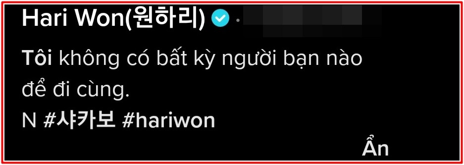 Hari Won gây xôn xao khi tiết lộ tình cảnh không có bất kỳ người bạn nào để đi cùng giữa nghi vấn trục trặc tình cảm với Trấn Thành