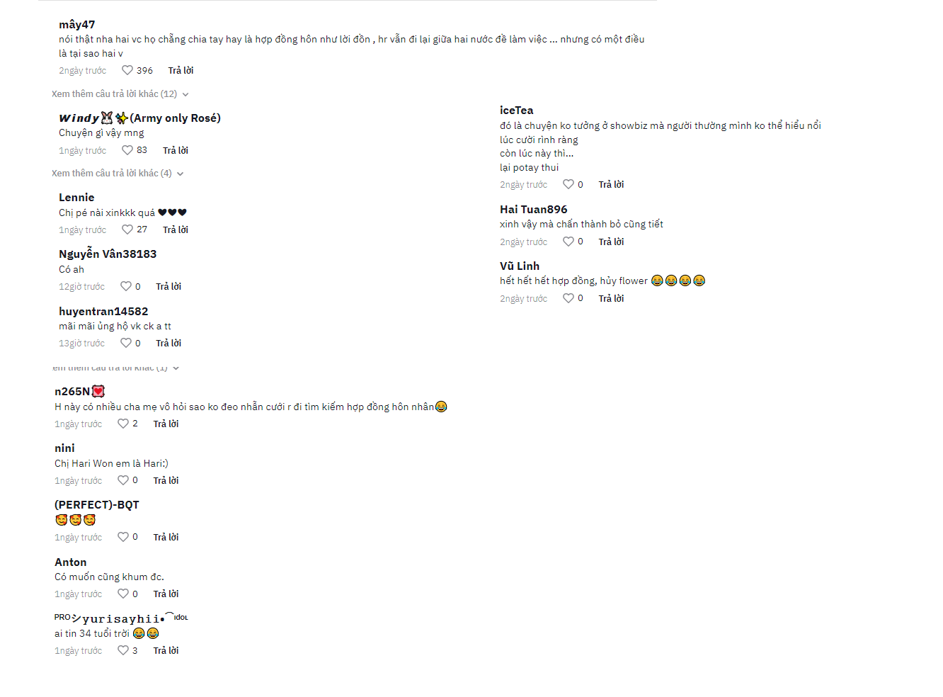 CDM để lại bình luận dưới bài đăng của Hari Won