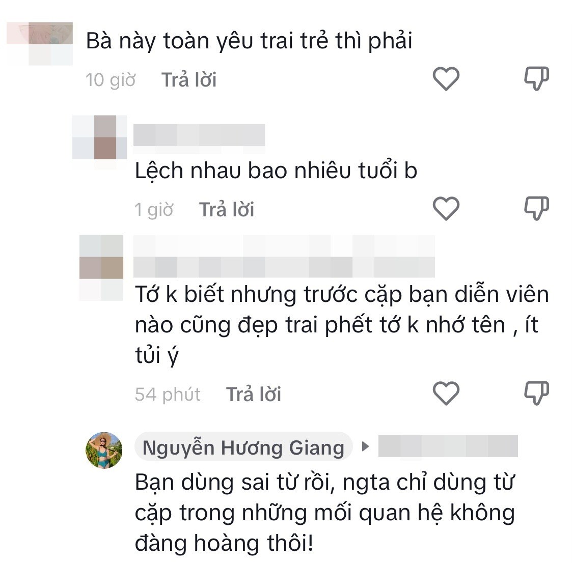 Hương Giang không ngần ngại chấn chỉnh cách sử dụng từ ngữ của 1 tài khoản mạng