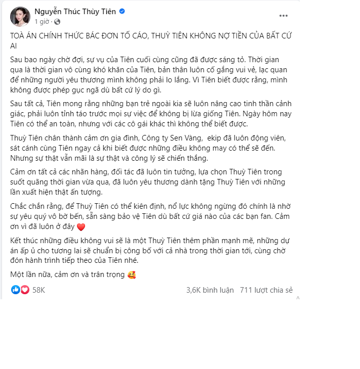 Nguyên văn chia sẻ của Thùy Tiên Nguyên văn chia sẻ của Thùy Tiên