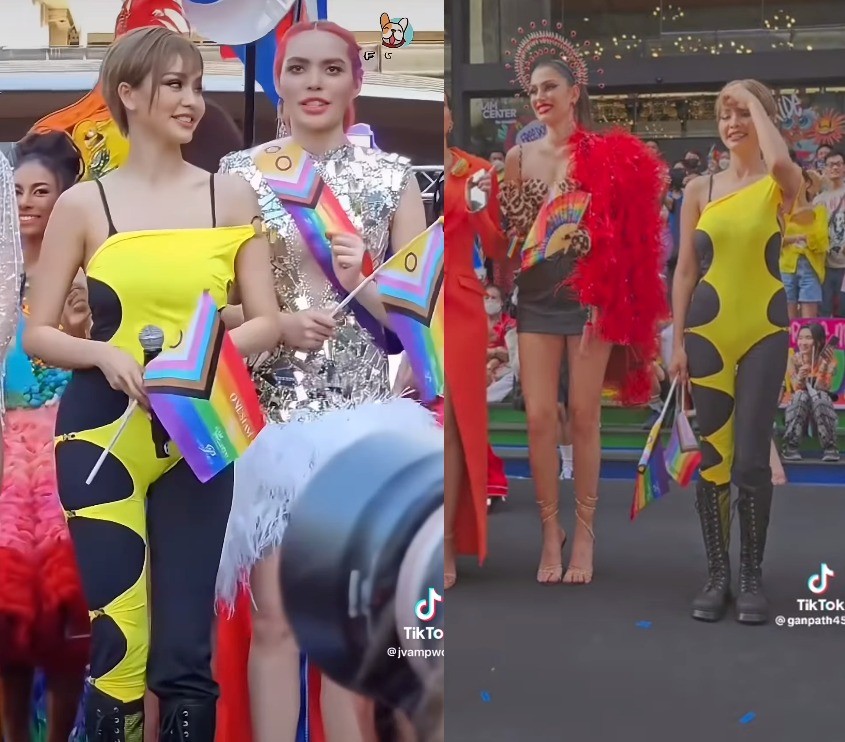 Engfa Waraha tham gia một sự kiện diễu hành với kiểu tóc lởm chởm