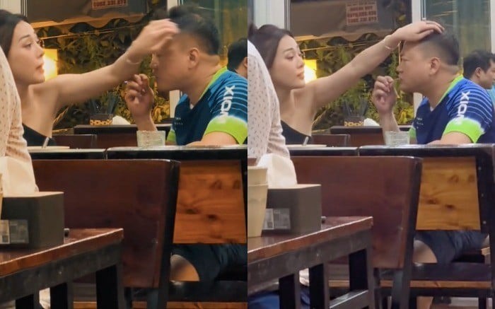 Nữ diễn viên chăm chút cho bạn trai nơi đông người Nữ diễn viên chăm chút cho bạn trai nơi đông người